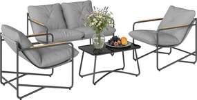 Outsunny Set grădină 4 locuri cu perne groase, salon metalic, gri deschis | Aosom Romania