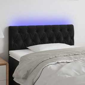 vidaXL Tăblie de pat cu LED, negru, 90x7x78/88 cm, catifea