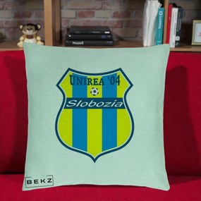 Perna Personalizata Unirea '04 Slobozia Fotbal, 40x40 cm, Verde Menta, Husa Detasabila, Perna Inclusa, BEKZ®