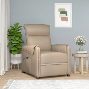 3143380 vidaXL Fotoliu masaj cu ridicare verticală, cappuccino piele ecologică