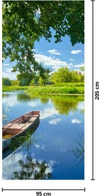 Fototapet pentru ușă - Râu de vară cu o barcă (95x205cm)