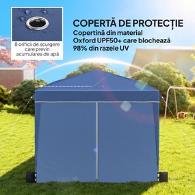 Outsunny Pavilion 3x3 m Pliabil Pop Up cu Înălțime Reglabilă, Pavilion de Grădină cu Pereți Laterali, Saci de Nisip, Geantă de Transport, UV50+, pentru Exterior Camping Petreceri, Albastru Închis | Aosom Romania