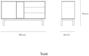 Comodă joasă gri închis 137x76 cm Corvo - Teulat