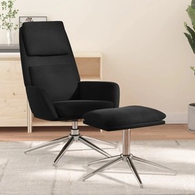 3097783 vidaXL Scaun de relaxare cu taburet, negru, microfibră