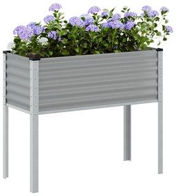 vidaXL Jardinieră de grădină, gri, 100x41x90 cm, oțel