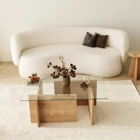 Masa de cafea cu sticla si raft 105 X 40 X 65 Escape - Sapphire Oak