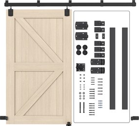 HOMCOM Set feronerie uși glisante pentru sarcină mare 244 cm Negru pentru uși simple | Aosom Romania