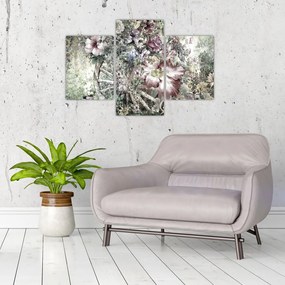 Tablou - Flori pe roata de lemn (90x60 cm)