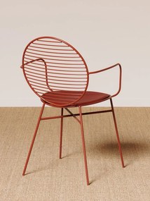 Scaun de exterior, rosu, din metal, Klara