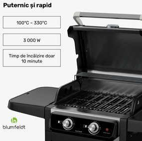Grătar electric ElectricPro, Puternic, Mese laterale pliabile, Termometru integrat