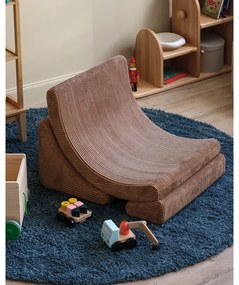 Fotoliu de copii maro cu tapițerie din catifea reiată Moon – Wigiwama