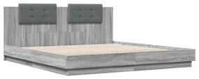 3209910 vidaXL Cadru de pat cu tăblie, gri sonoma, 160x200 cm lemn prelucrat