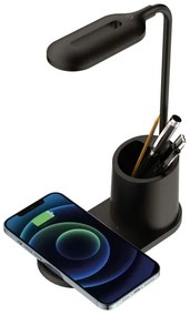 Lampă LED de birou LED/3W/5V cu încărcare fără fir, culoare neagră