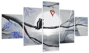 Tablou cu două păsăsri  și turnul Eiffel (125x70 cm), în 40 de alte dimensiuni noi