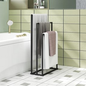 HOMCOM Suport pentru Prosoape de Podea cu 3 Brate Autoportant din Oțel, 45x21.5x85 cm | Aosom Romania