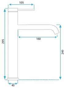 REA-B5329 - Baterie pentru lavoar CLIF, 29,5 cm, auriu periat