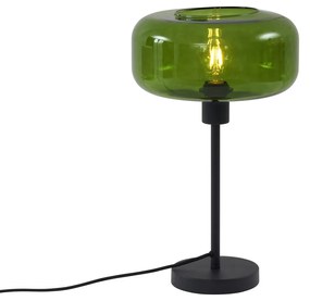 Lampă de masă retro neagră cu sticlă verde - Bizle