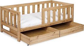 Pat lemn masiv alb pentru tineri Amelie 160×80cm /Stejar - Stejar deschis, Cu functie de dormit