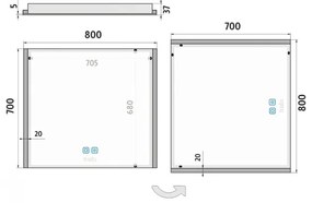 Oglindă LED retroiluminată pentru baie NIMCO ZP 11003VX 3000-6500K 70x80 cm IP44