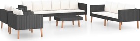 vidaXL Set mobilier de grădină cu perne, 5 piese, negru, poliratan