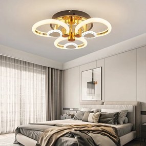 Lustra Led Cu Telecomanda, Elit's, Opal A, 84 w Intensitate Reglabila, RGB, Gold