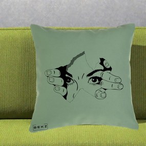 Perna Decorativa Ochi care Rup Suprafata, 40x40 cm, Verde, Husa Detasabila, Perna Inclusa, BEKZ®