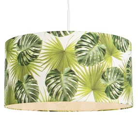 Lampă suspendată botanică albă cu abajur cu frunze 50 cm - Combi 1