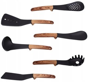 Set de aparate de bucătărie cu livrare Royalty Line RL-U03, 7 piese, polipropilenă, până la 210C, fără PFOA, negru