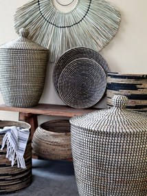 Set 3 coșuri decorative împletite, din zambilă de apă