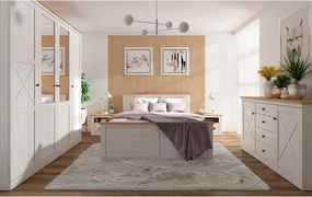 Set dormitor FRIJA, pin alb andersen/stejar artisan, pat 160x200, dula
