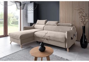 Colțar bej extensibil cu tapițerie din catifea (cu colț pe partea stângă ) Sweet Harmony – Miuform