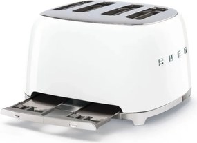Prăjitor de pâine SMEG 50's Style TSF03WHEU, 2000 W, 4 felii, 6 niveluri, Tava pentru firimituri, Cablu integrat, Oțel inoxidabil, Alb