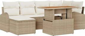 vidaXL Set de canapele pentru grădină 7 pcs Bej Rattan poli