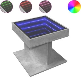 vidaXL Măsuță de cafea cu LED, gri beton, 50x50x45 cm, lemn prelucrat