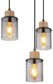 Lustra suspendata 6L design modern REID negru, fumuriu, maro inchis