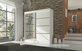 Dulap cu usi glisante si oglinda 200x215 cm, Gilton, ADRK Furniture (Culoare: Alb)