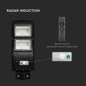 Lampă LED stradală solară dimabilă LED/8W/3,2V 6000K IP65 9000 mAh + telecomandă