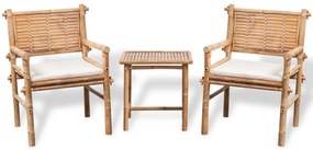vidaXL Set mobilier bistro cu perne, 3 piese, bambus