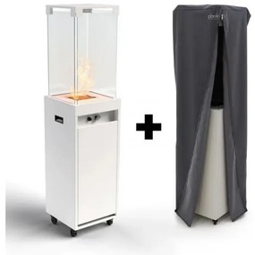 Șemineu de exterior pe gaz Planika Faro GAS 142x36 cm 8kW alb + capac de protecție
