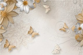 Tablou - Flori cu fluturi (90x60 cm)