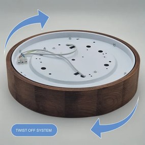 Brilagi - Plafonieră LED RGBW dimabilă CARVALHO, 2×E27/15W/230V, Wi‑Fi, finisaj stejar, Ø 37,5 cm