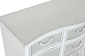 Bufet vintage din metal perforat, finisaj alb antichizat, 101×42×85 cm, „Merej"