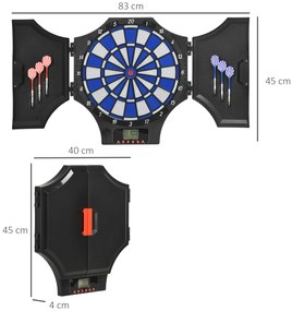 SPORTNOW Set Panou Electronic de Darts cu 31 de Jocuri pentru 8 Jucatori, Set Panou de Darts cu Dulap, 6 Sageti cu Varf Moale | Aosom Romania