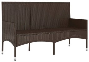Banca de gradina cu 3 locuri, cu perne, maro, poliratan
