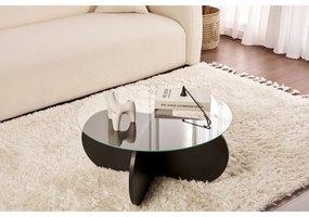 Măsuță de cafea Aeris Black cu sticlă fumurie