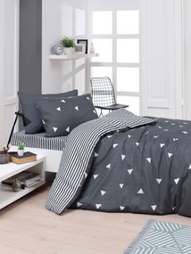 Set lenjerie pat 143EPJ4326, bumbac/poliester, gri/alb, 160x240 cm, cu
