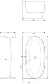 Omnires Valencia M+ cada de perete 158x86 cm ovala alb VALENCIAWPBP