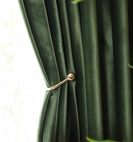 Set draperii din catifea cu rejansa din bumbac tip fagure, Madison, densitate 700 g/ml, Basil green, 2 buc