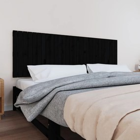 824867 vidaXL Tăblie de pat pentru perete, negru, 185x3x60 cm, lemn masiv pin