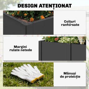 Outsunny Pat de Grădină Înălțat din Oțel, cu Divizor, Colțuri Întărite și Margini Sigure, Bază Deschisă, Negru | Aosom Romania